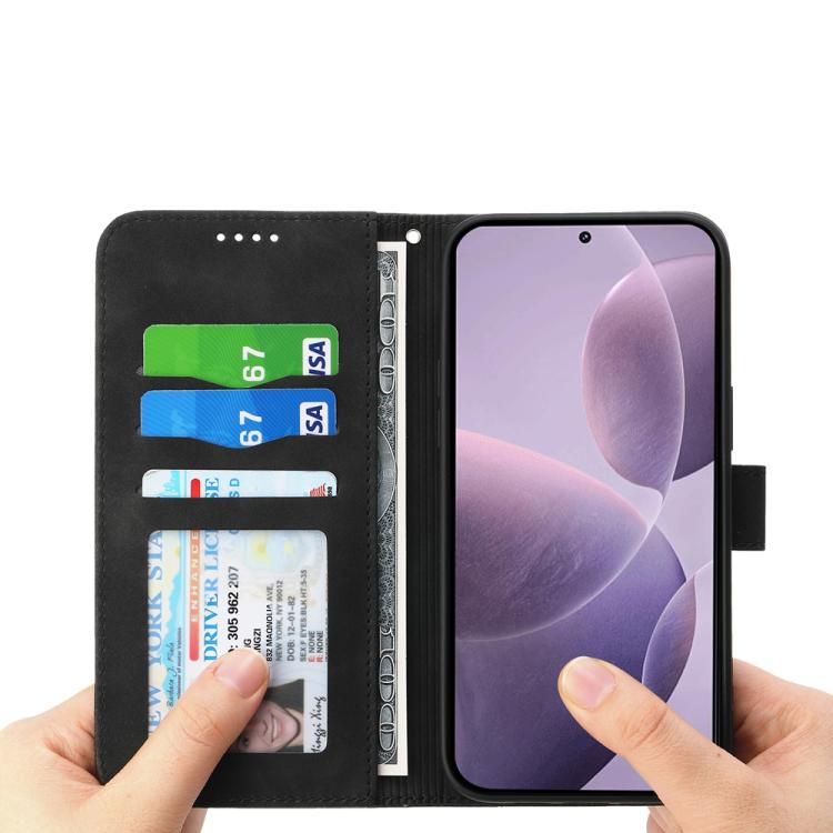 Funda híbrida de cuero sintético TPU Dierfeng Dream Line para Redmi K80/K80 Pro (negra)