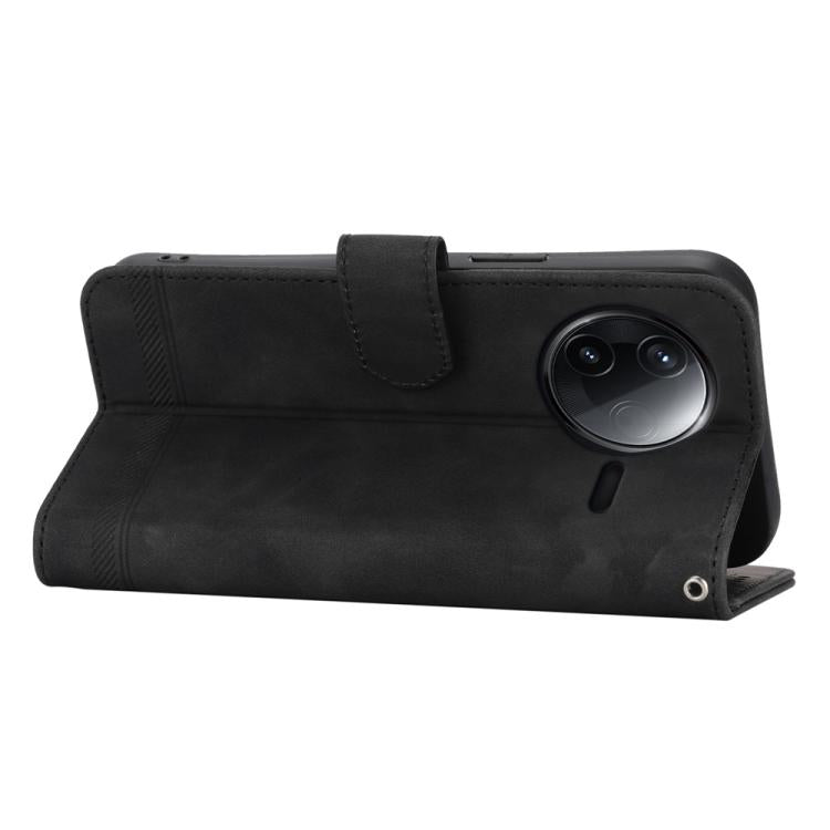 Funda híbrida de cuero sintético TPU Dierfeng Dream Line para Redmi K80/K80 Pro (negra)