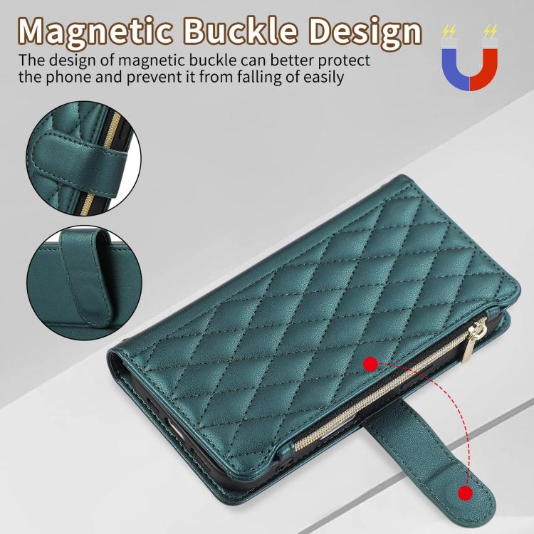Funda de Cuero Tipo Billetera Rombal para iPhone 16 Pro (Verde)
