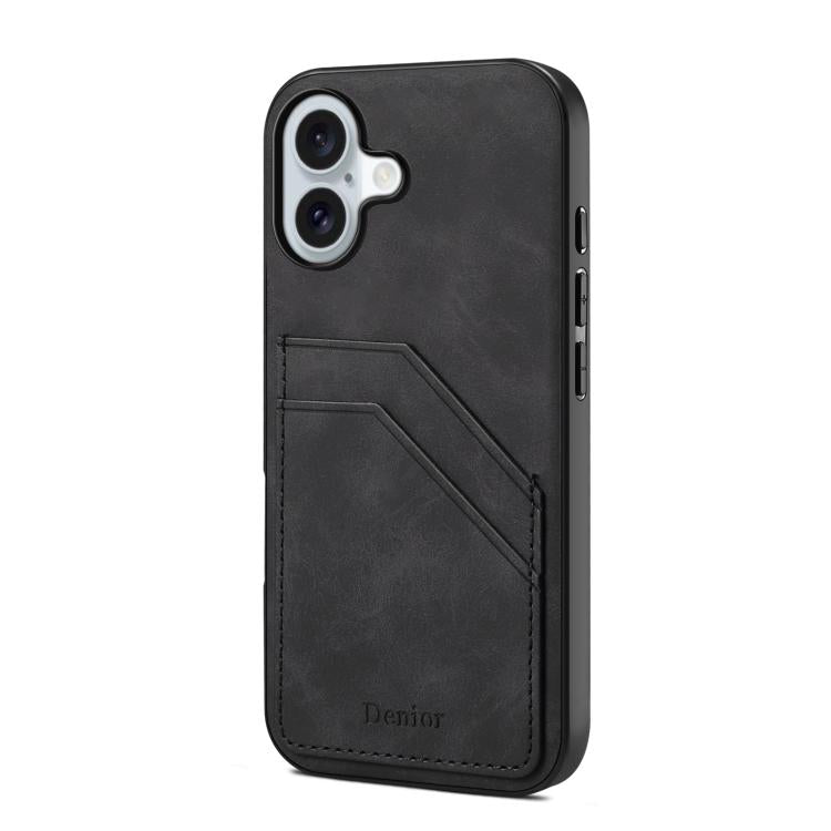 Funda trasera de PU con ranura para dos tarjetas para iPhone 17 Denior D09 (negra)