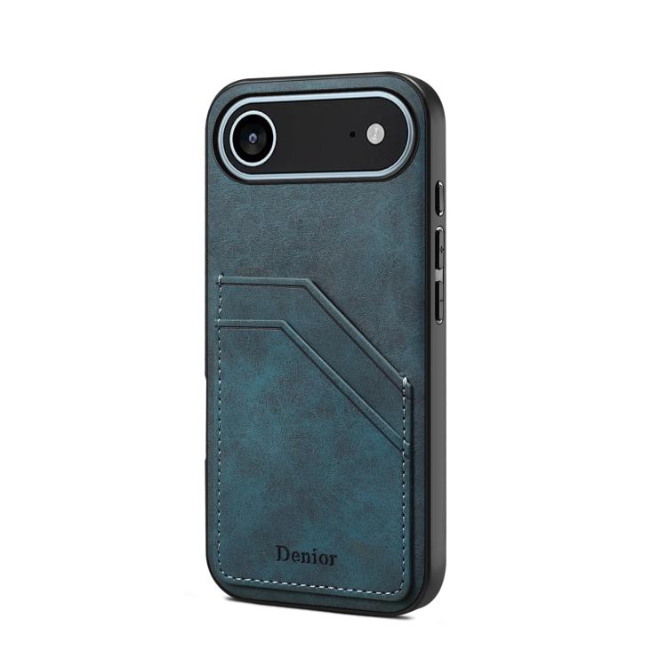 Funda trasera de PU con ranura para dos tarjetas para iPhone 17 Air Denior D09 (azul)