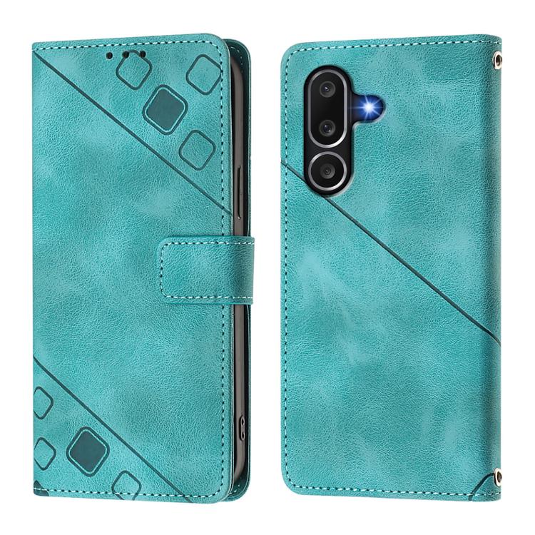 Funda de piel con relieve para Samsung Galaxy M56 5G (verde)