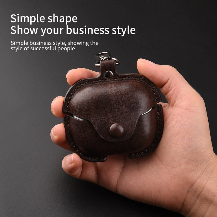 Funda Protectora de Cuero para Auriculares Bluetooth Samsung Galaxy Buds 3 Business con Gancho (Marrón Oscuro)