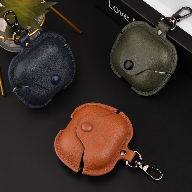 Funda Protectora de Cuero para Auriculares Bluetooth Samsung Galaxy Buds 3 Business con Gancho (Marrón Oscuro)