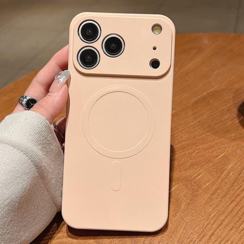 Funda magnética MagSafe de silicona líquida de color sólido para iPhone 17 Pro (rosa)