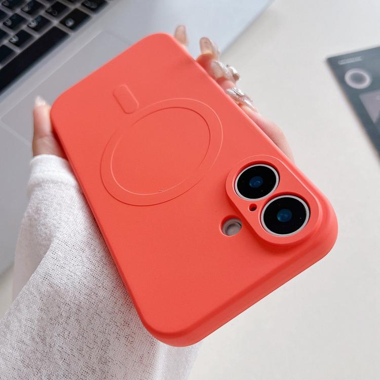 For iPhone 17 Solid Color Liquid Silicone MagSafe Magnetic Phone Case(Orange)