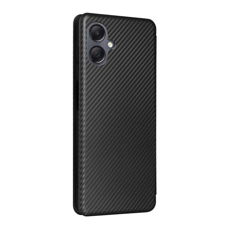 Funda de cuero con textura de fibra de carbono para Samsung Galaxy A07 4G (negro)