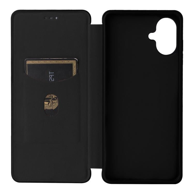 Funda de cuero con textura de fibra de carbono para Samsung Galaxy A07 4G (negro)