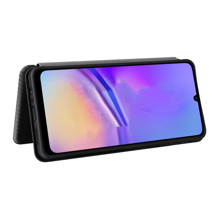 Funda de cuero con textura de fibra de carbono para Samsung Galaxy A07 4G (negro)
