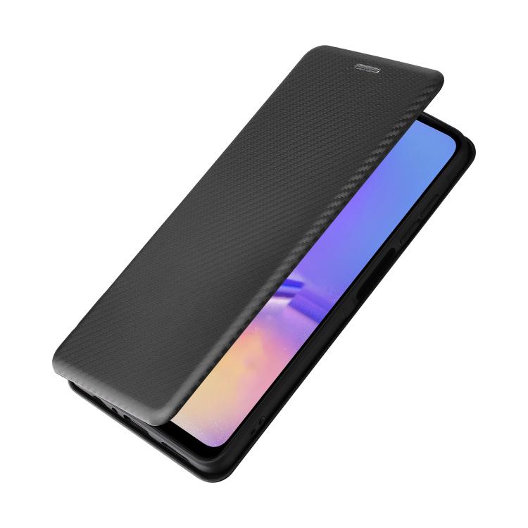 Funda de cuero con textura de fibra de carbono para Samsung Galaxy A07 4G (negro)