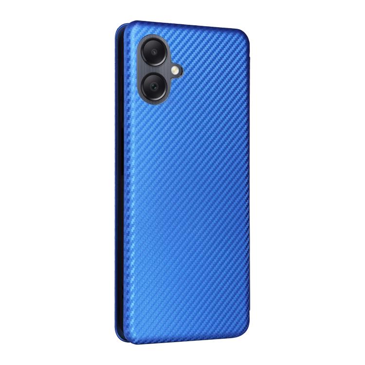 Funda de cuero con textura de fibra de carbono para Samsung Galaxy A07 4G (azul)