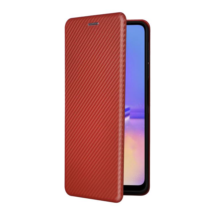 Funda de cuero con textura de fibra de carbono para Samsung Galaxy A07 4G (marrón)