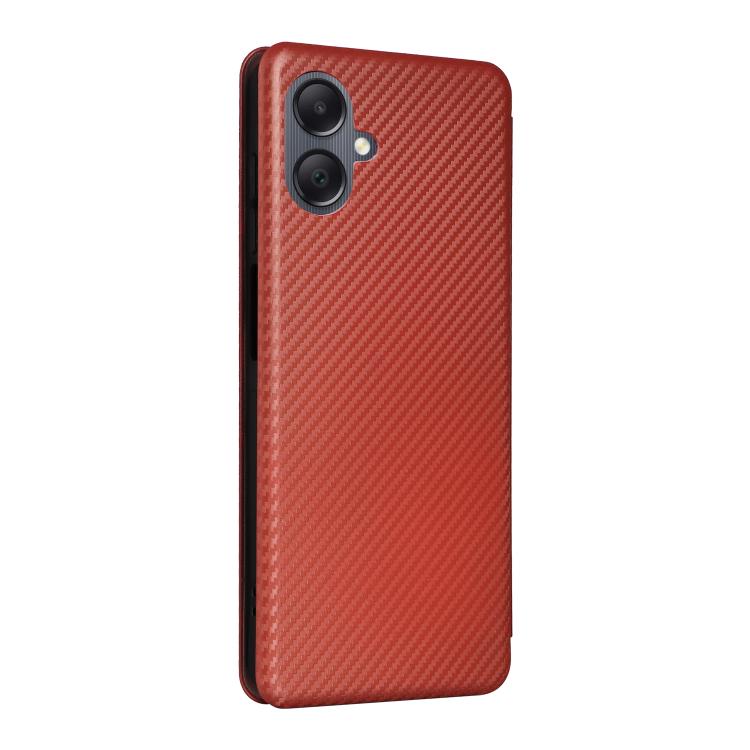 Funda de cuero con textura de fibra de carbono para Samsung Galaxy A07 4G (marrón)