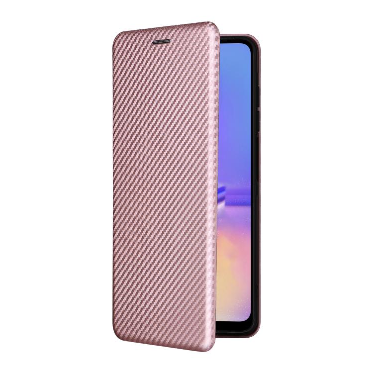 Funda de cuero con textura de fibra de carbono para Samsung Galaxy A07 4G (rosa)