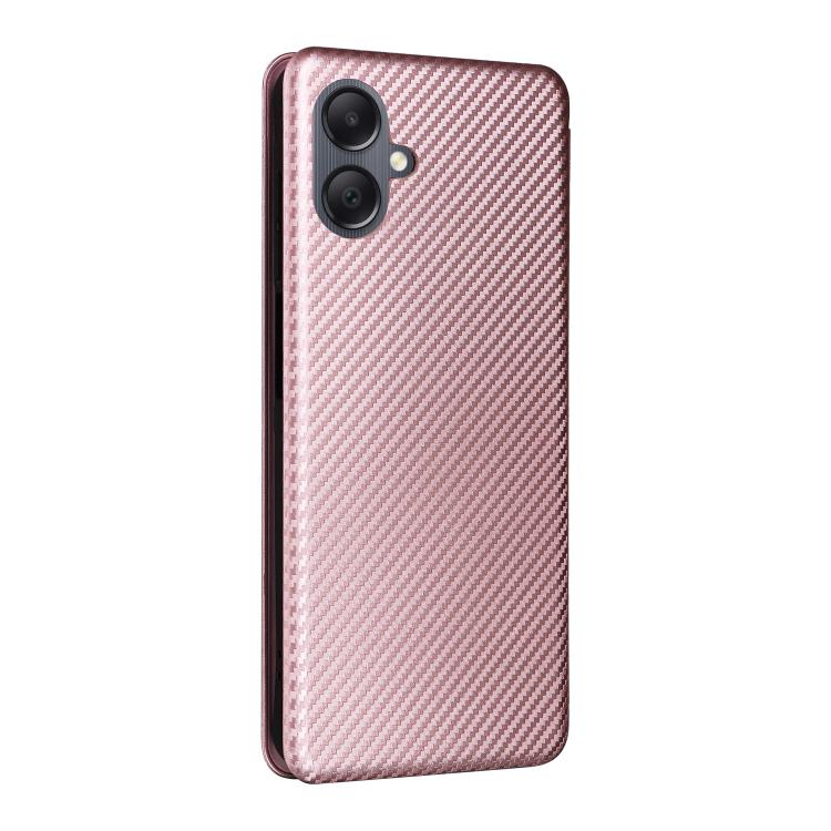 Funda de cuero con textura de fibra de carbono para Samsung Galaxy A07 4G (rosa)