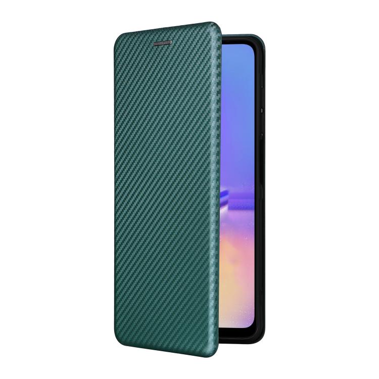 Funda de cuero con textura de fibra de carbono para Samsung Galaxy A07 4G (verde)