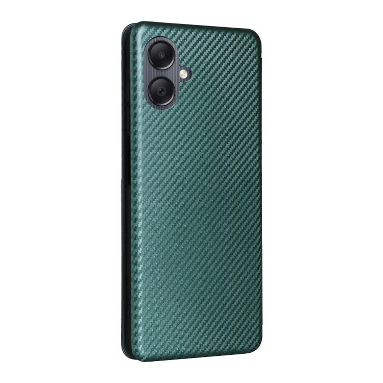 Funda de cuero con textura de fibra de carbono para Samsung Galaxy A07 4G (verde)