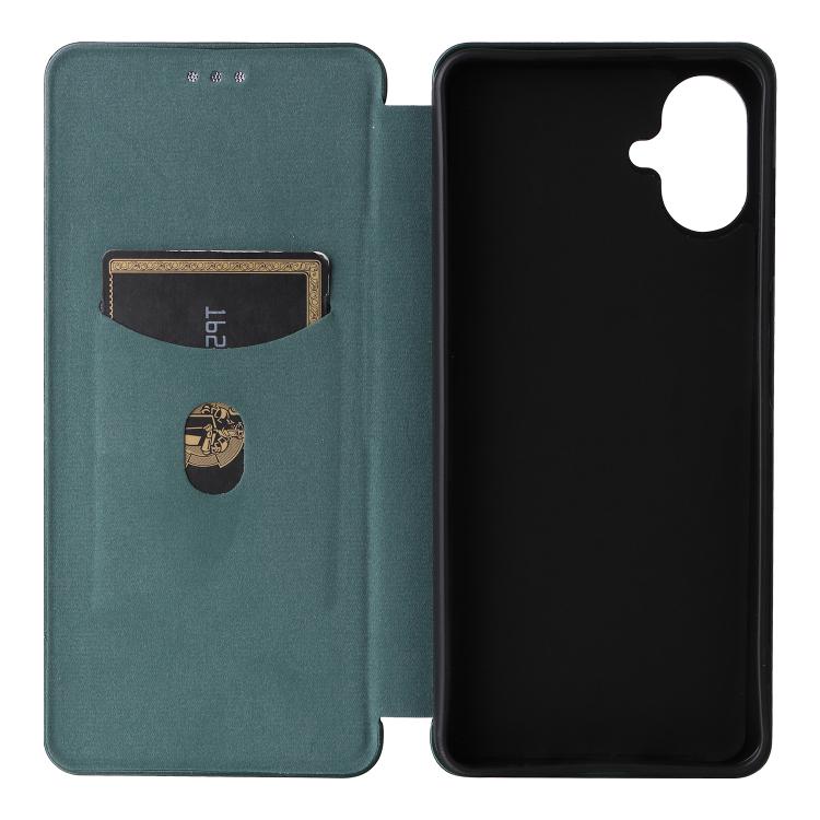 Funda de cuero con textura de fibra de carbono para Samsung Galaxy A07 4G (verde)