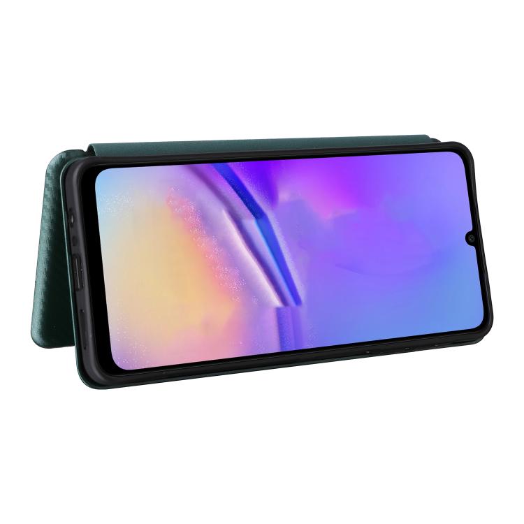 Funda de cuero con textura de fibra de carbono para Samsung Galaxy A07 4G (verde)