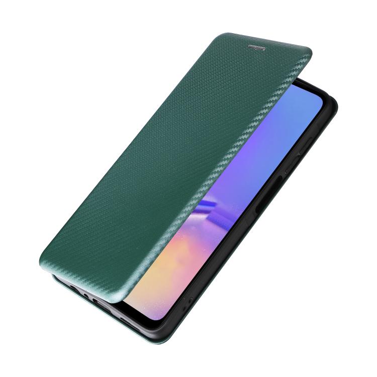 Funda de cuero con textura de fibra de carbono para Samsung Galaxy A07 4G (verde)