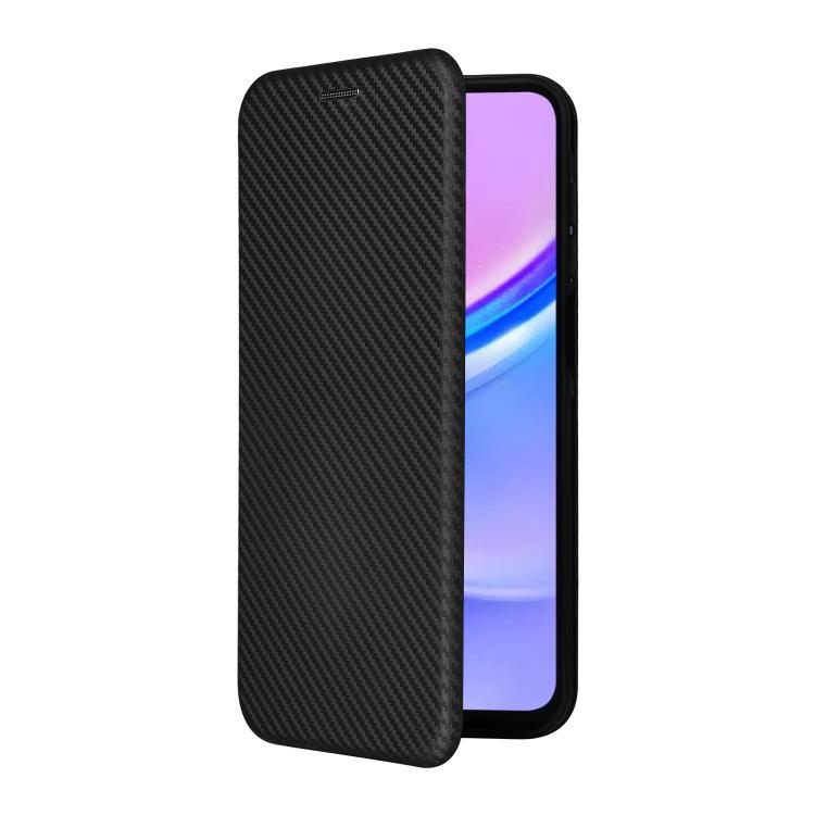 Funda de cuero con textura de fibra de carbono para Samsung Galaxy A17 5G (negro)