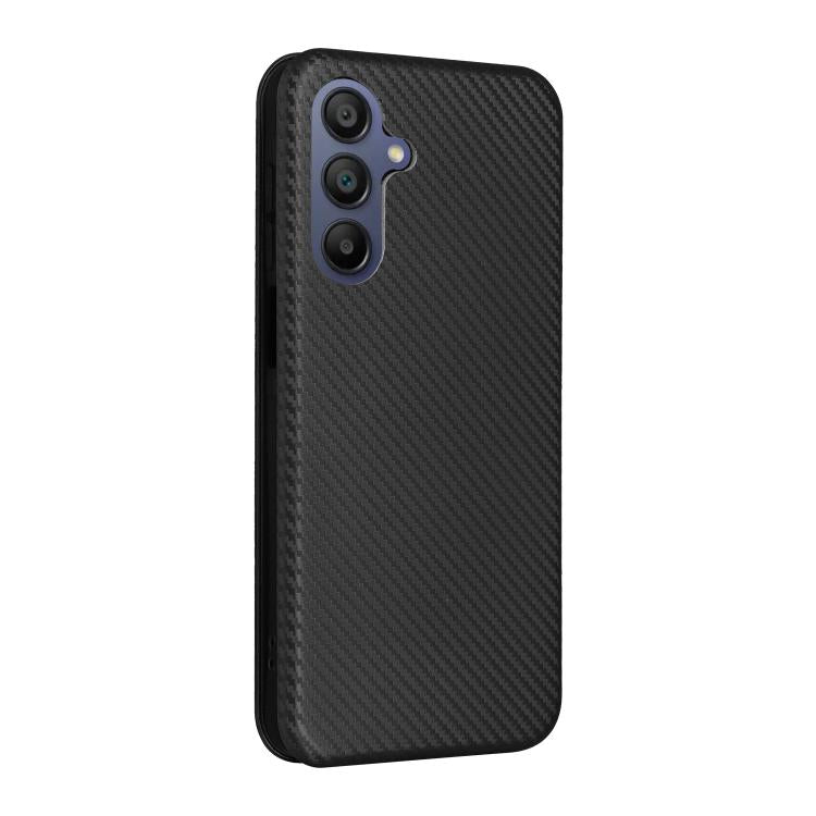 Funda de cuero con textura de fibra de carbono para Samsung Galaxy A17 5G (negro)