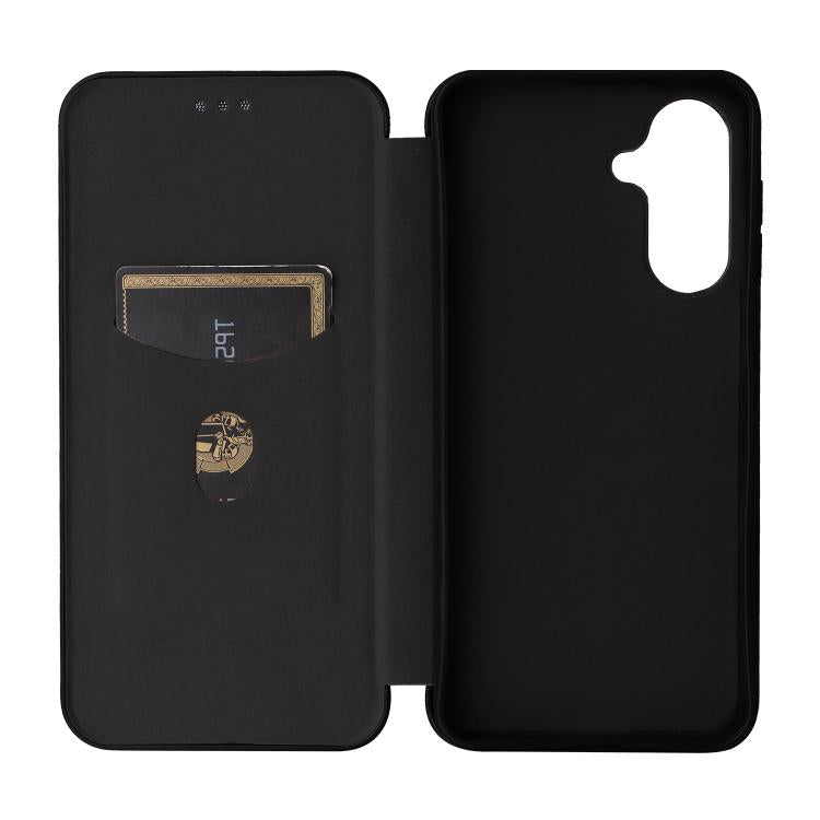 Funda de cuero con textura de fibra de carbono para Samsung Galaxy A17 5G (negro)
