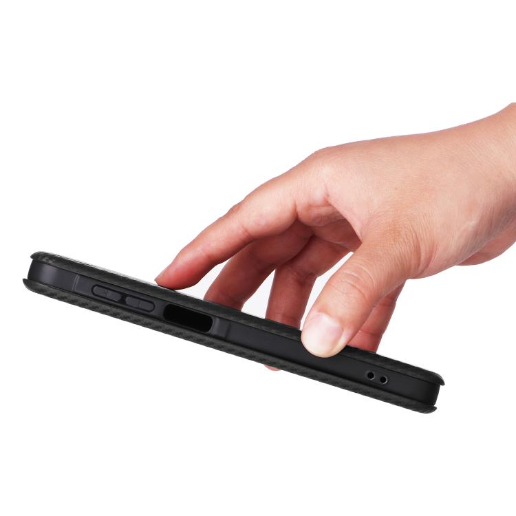 Funda de cuero con textura de fibra de carbono para Samsung Galaxy A17 5G (negro)