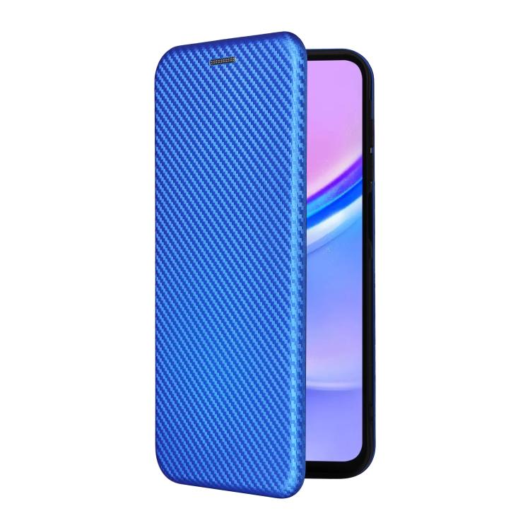 Funda de cuero con textura de fibra de carbono para Samsung Galaxy A17 5G (azul)