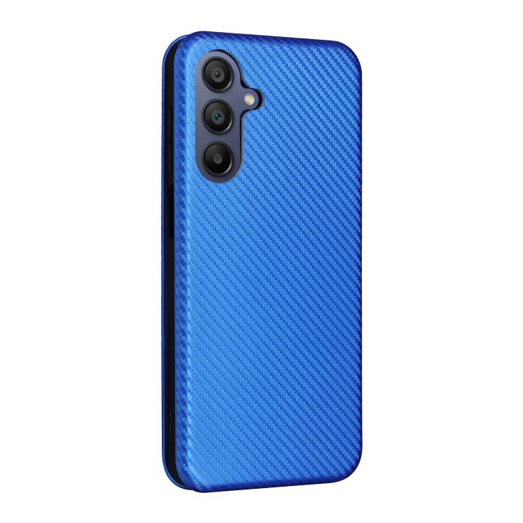 Funda de cuero con textura de fibra de carbono para Samsung Galaxy A17 5G (azul)