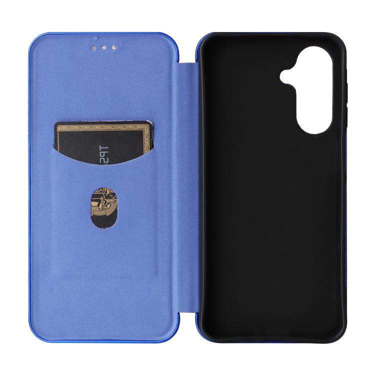 Funda de cuero con textura de fibra de carbono para Samsung Galaxy A17 5G (azul)