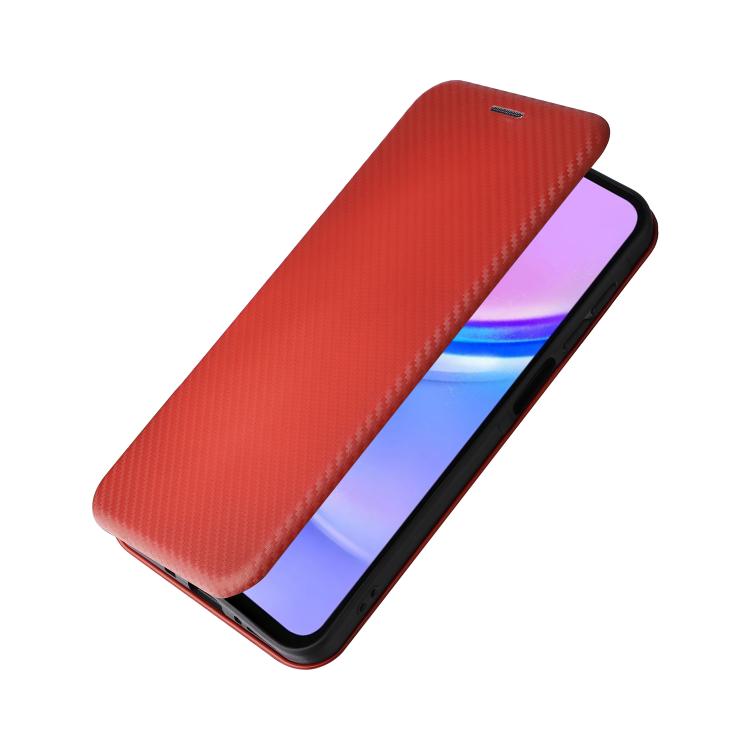 Funda de cuero con textura de fibra de carbono para Samsung Galaxy A17 5G (marrón)