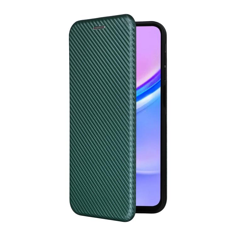 Funda de cuero con textura de fibra de carbono para Samsung Galaxy A17 5G (verde)