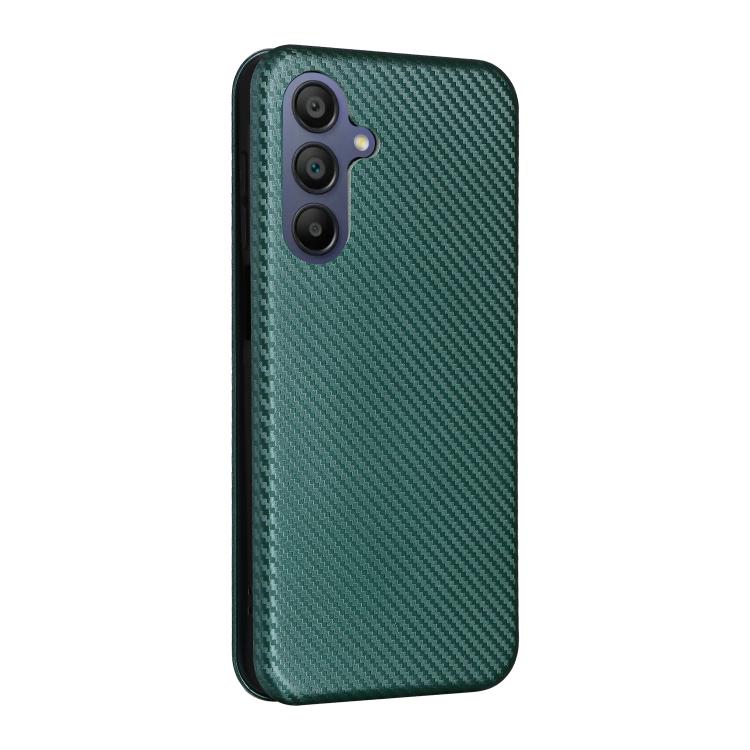 Funda de cuero con textura de fibra de carbono para Samsung Galaxy A17 5G (verde)