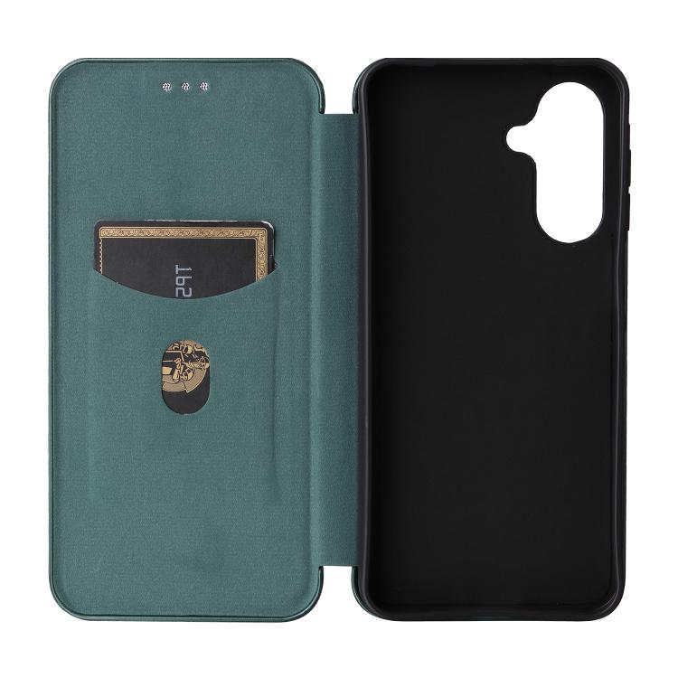 Funda de cuero con textura de fibra de carbono para Samsung Galaxy A17 5G (verde)