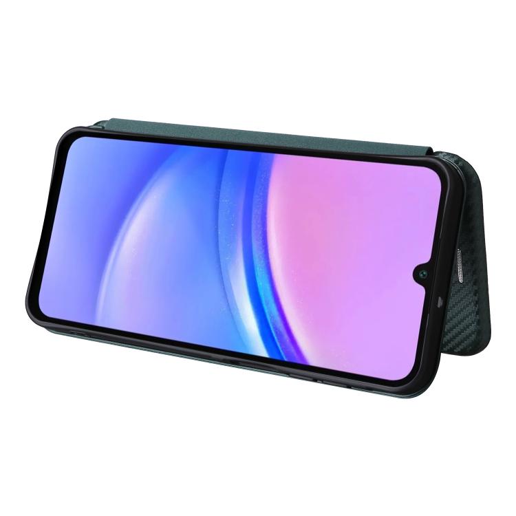Funda de cuero con textura de fibra de carbono para Samsung Galaxy A17 5G (verde)