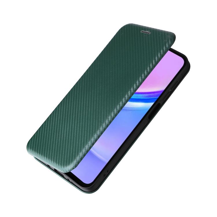Funda de cuero con textura de fibra de carbono para Samsung Galaxy A17 5G (verde)