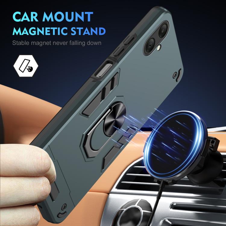 Funda de metal con anillo de metal a prueba de golpes para Samsung Galaxy A07 4G (verde)
