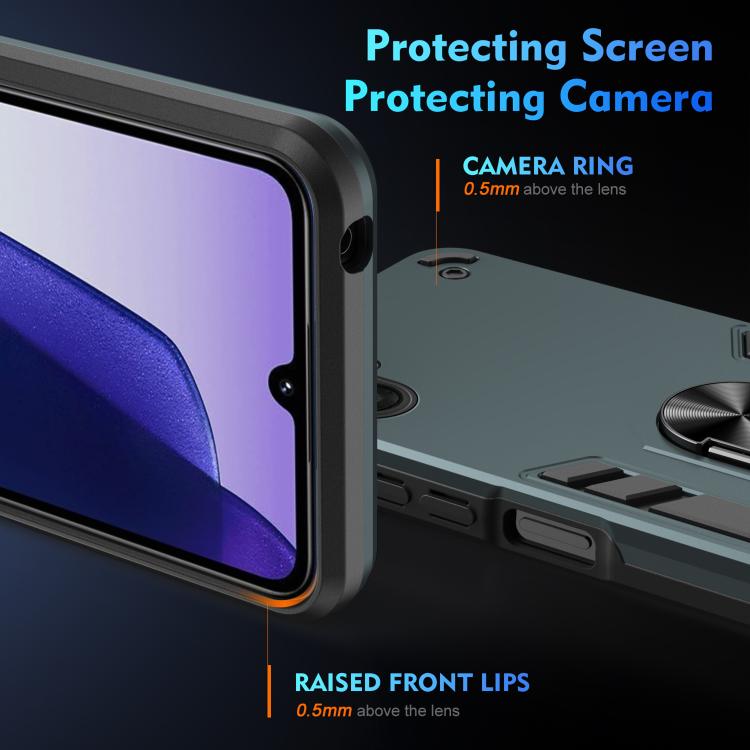 Funda de metal con anillo de metal a prueba de golpes para Samsung Galaxy A07 4G (verde)