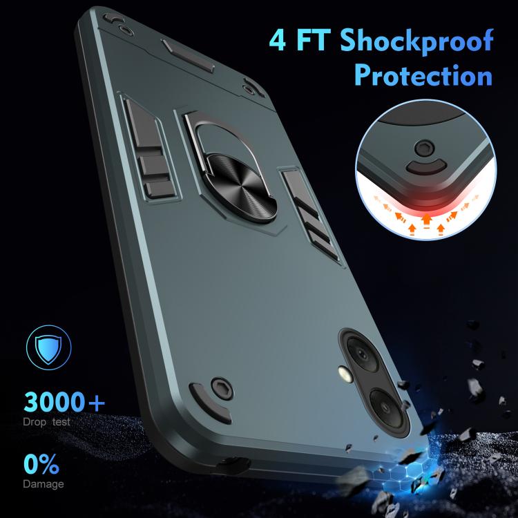 Funda de metal con anillo de metal a prueba de golpes para Samsung Galaxy A07 4G (verde)