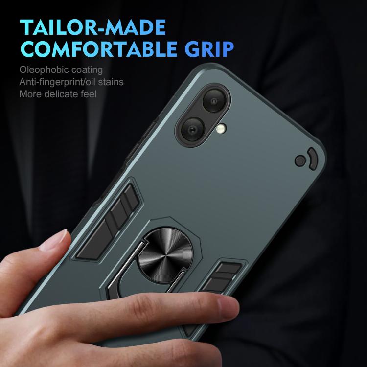Funda de metal con anillo de metal a prueba de golpes para Samsung Galaxy A07 4G (verde)
