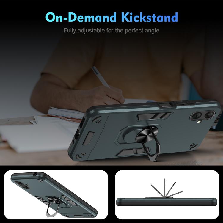 Funda de metal con anillo de metal a prueba de golpes para Samsung Galaxy A07 4G (verde)