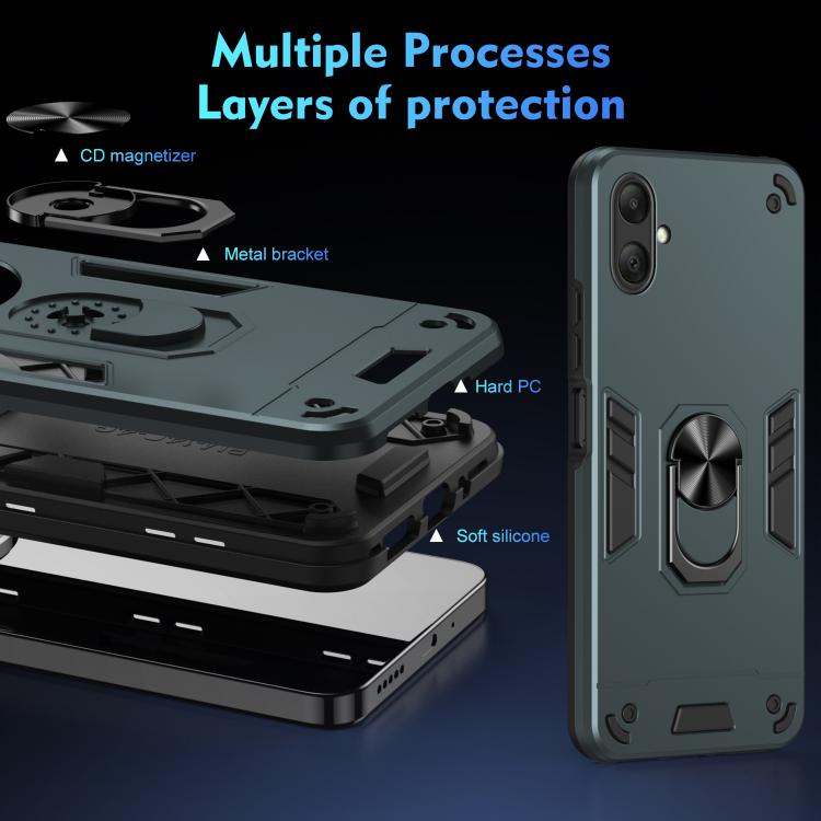 Funda de metal con anillo de metal a prueba de golpes para Samsung Galaxy A07 4G (verde)