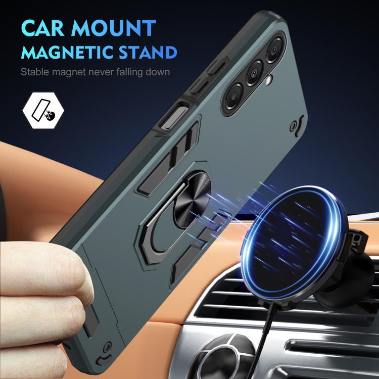 Funda de metal con anillo de metal a prueba de golpes para Samsung Galaxy A17 5G (verde)