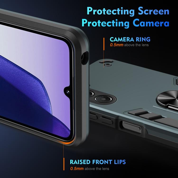 Funda de metal con anillo de metal a prueba de golpes para Samsung Galaxy A17 5G (verde)
