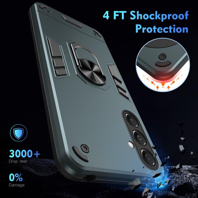 Funda de metal con anillo de metal a prueba de golpes para Samsung Galaxy A17 5G (verde)
