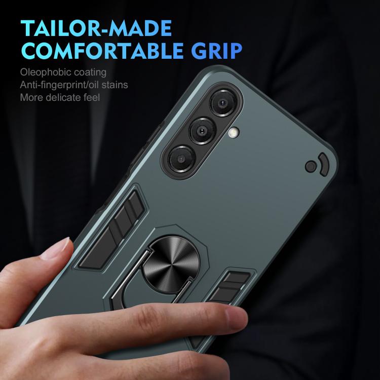 Funda de metal con anillo de metal a prueba de golpes para Samsung Galaxy A17 5G (verde)