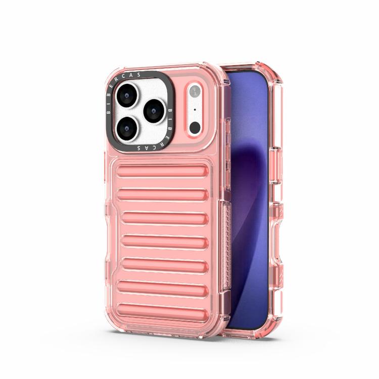 Funda híbrida de TPU y PC con airbag de alta transparencia para iPhone 17 Pro (rojo melocotón)