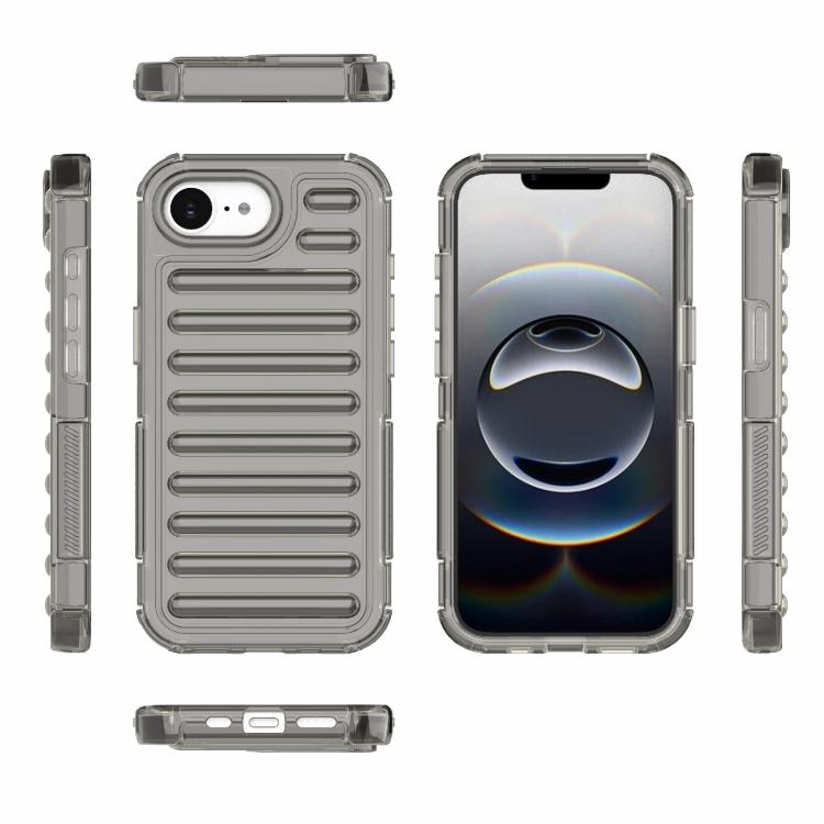 Funda híbrida de TPU y PC con airbag de alta transparencia para iPhone 16e (negro transparente)