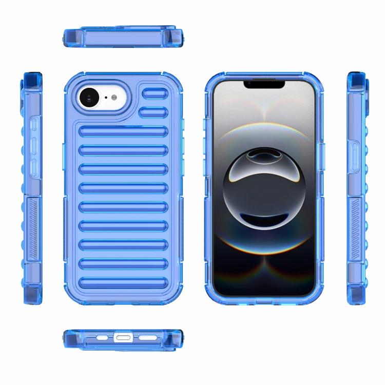 Funda híbrida de TPU y PC con airbag de alta transparencia para iPhone 16e (azul transparente)
